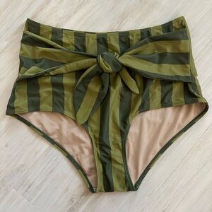 Kortni Jeane Olive Striped Bikini Bottom